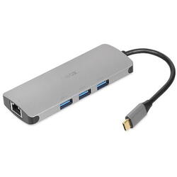 Replicator Ibox de porturi/dock pentru notebook USB 3.2 Gen 1 (3.1 Gen 1) Tip-C Livrare putere 100W Argintiu