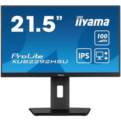 Monitor IPS LED Iiyama 21.5" XUB2292HSU-B6, Full HD (1920 x 1080), HDMI, DisplayPort, Boxe, Pivot, 100 Hz, 0.4 ms, Negru