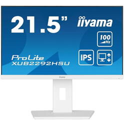 Monitor IPS LED Iiyama 21.5" XUB2292HSU-W6, Full HD (1920 x 1080), HDMI, DisplayPort, Boxe, Pivot, 100 Hz, 0.4 ms, Alb
