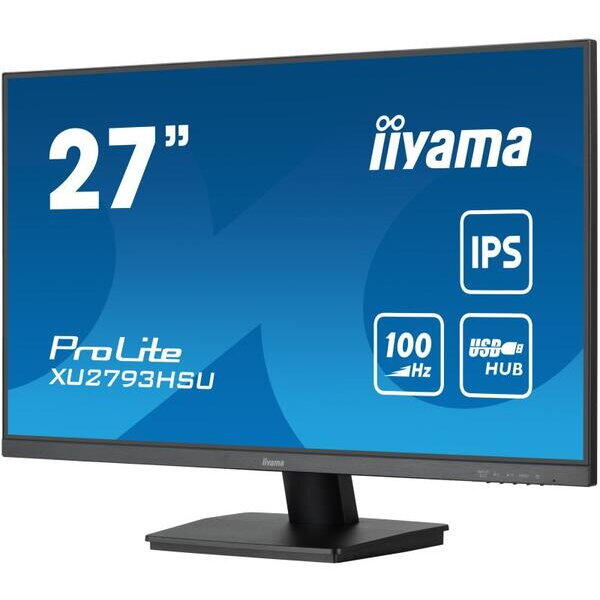 Monitor IPS LED Iiyama ProLite 27" XU2793HSU-B6, Full HD (1920 x 1080), HDMI, DisplayPort, Boxe, 100 Hz, Negru