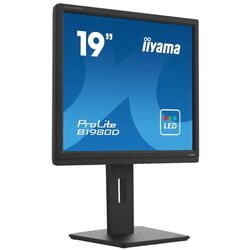 Monitor TN LED Iiyama ProLite 19" B1980D-B5, 1280x1024, VGA, DVI, Pivot, Negru