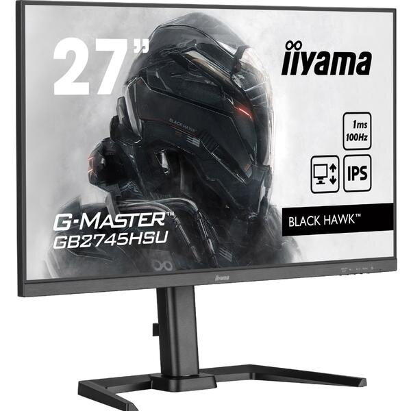 Monitor Gaming IPS LED Iiyama 27" GB2745HSU-B1, Full HD (1920 x 1080), HDMI, DisplayPort, Boxe, Pivot, 100 Hz, 1 ms, Negru