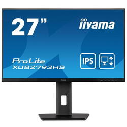 Monitor IPS LED Iiyama 27" XUB2793HS-B6, Full HD (1920 x 1080), HDMI, DisplayPort, Boxe, Pivot, 100 Hz, 1 ms, Negru