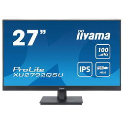 Monitor IPS LED Iiyama 27" XU2792QSU-B6, WQHD (2560 x 1440), HDMI, DisplayPort, Boxe, 100 Hz, 0.4 ms, Negru