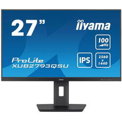 Monitor IPS LED Iiyama 27" XUB2793QSU-B6, QHD (2560 x 1440), HDMI, DisplayPort, Boxe, Pivot, 100 Hz, 1 ms, Negru