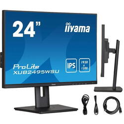 Monitor IPS LED Iiyama 24.1" XUB2495WSU-B5, 1920 x 1200, VGA, HDMI, DisplayPort, Boxe, Pivot, Negru
