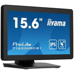 Monitor IPS LED Iiyama ProLite 15.6" T1633MSC-B1, Full HD (1920 x 1080), HDMI, DisplayPort, Boxe, Touchscreen, Negru