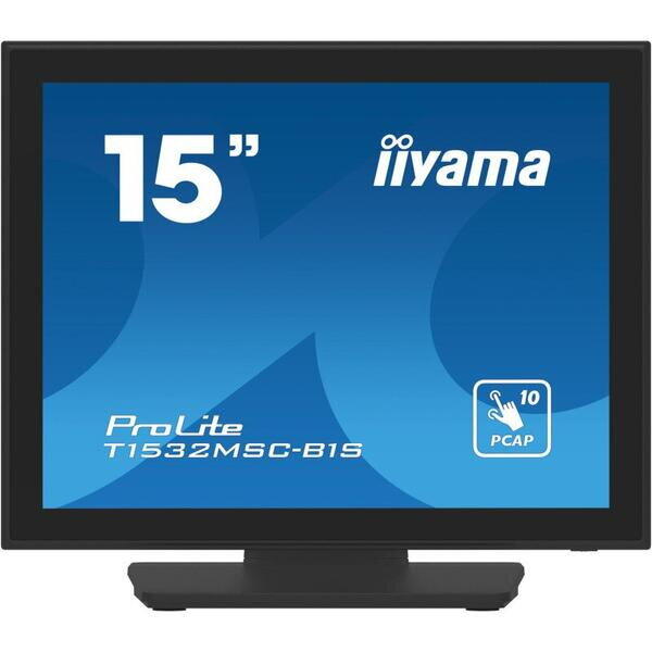 Monitor TN LED Iiyama 15" T1532MSC-B1S, 1024 x 768, VGA, HDMI, DisplayPort, Touchscreen, Negru