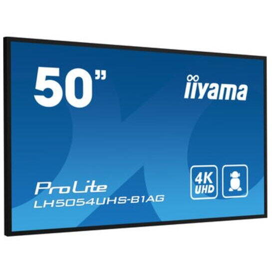 Display Profesional VA LED iiyama ProLite 49.5" LH5054UHS-B1AG, Ultra HD (3840 x 2160), VGA, DVI, HDMI, DisplayPort, Boxe, Negru
