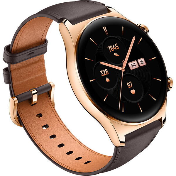 Ceas Smartwatch HONOR Watch GS3, Curea piele, Auriu