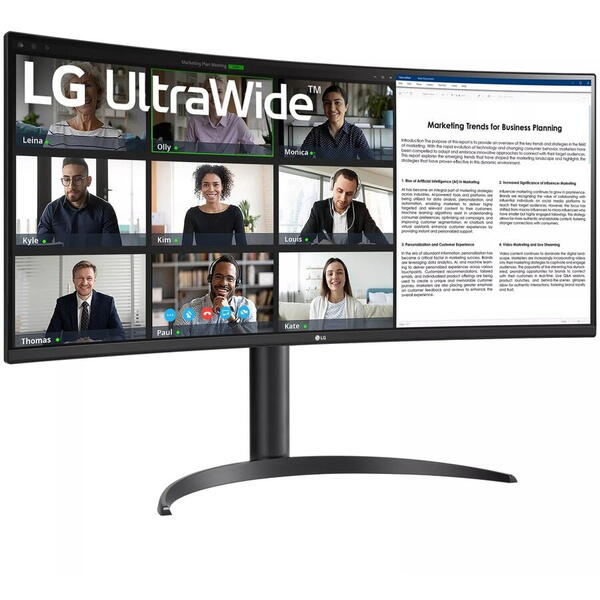 Monitor LG Ultrawide Curbat, 34", VA, 3440 x 1440, 5ms, 100hz, FreeSync , USB-C 65W, USB 3.0 x 2, HAS, Negru