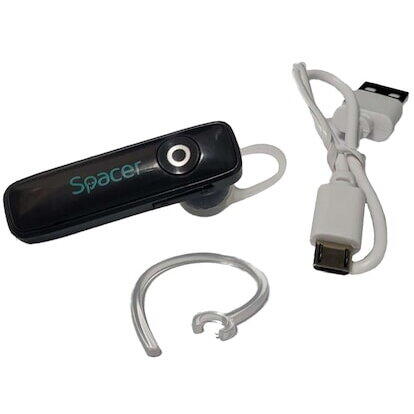 Casca Spacer wireless, pentru smartphone, microfon pe casca, negru, „SPBH-HF-01-BK”