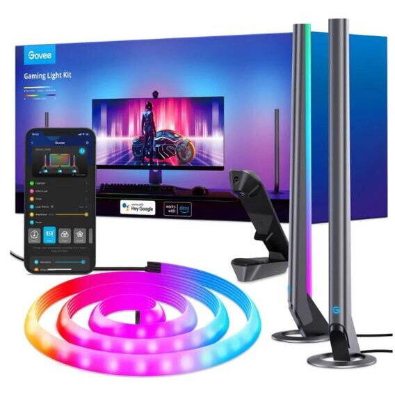 Kit Banda LED Govee DreamView G1 Pro Gaming Light B604A311, RGBIC, Wi-Fi, single camera, Voice Assistants, 1.8m