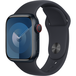 Apple Watch 9, GPS, Cellular, Carcasa Midnight Aluminium 41mm, Midnight Sport Band - M/L