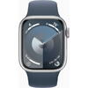 Apple Watch 9, GPS, Cellular, Carcasa Silver Aluminium 41mm, Storm Blue Sport Band - S/M