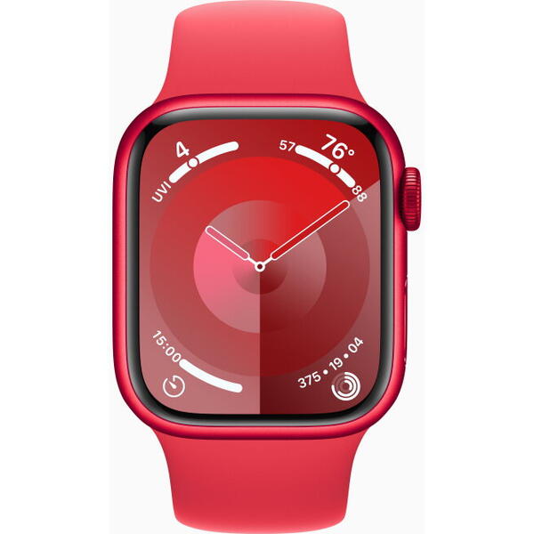 Apple Watch 9, GPS, Cellular, Carcasa RED Aluminium 41mm, RED Sport Band - S/M