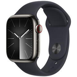SmartWatch Apple Watch S9, Cellular, 41mm Carcasa Stainless Steel Graphite, Midnight Sport Band - M/L