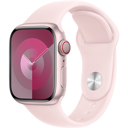 Apple Watch 9, GPS, Cellular, Carcasa Pink Aluminium 41mm, Light Pink Sport Band - M/L