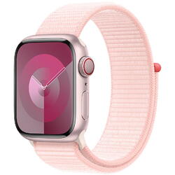Apple Watch 9, GPS, Cellular, Carcasa Pink Aluminium 41mm, Light Pink Sport Loop