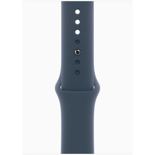 Apple Watch SE (2023), GPS, Cellular, Carcasa Silver Aluminium 44mm, Storm Blue Sport Band - S/M