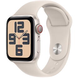 Apple Watch SE (2023), GPS, Cellular, Carcasa Starlight Aluminium 40mm, Starlight Sport Band - M/L