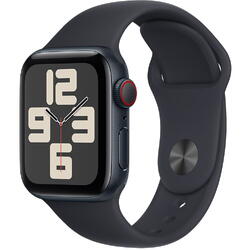 Apple Watch SE (2023), GPS, Cellular, Carcasa Midnight Aluminium 40mm, Midnight Sport Band - M/L