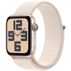Apple Watch SE (2023), GPS, Cellular, Carcasa Starlight Aluminium 40mm, Starlight Sport Loop