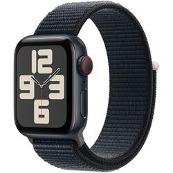 Apple Watch SE (2023), GPS, Cellular, Carcasa Midnight Aluminium 40mm, Midnight Sport Loop