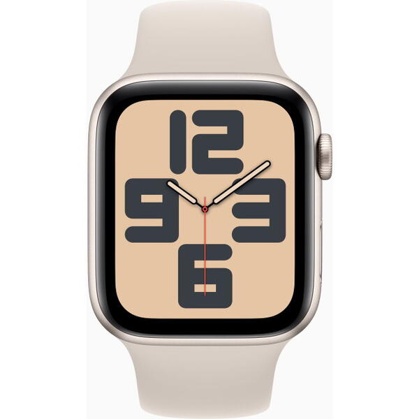 Apple Watch SE (2023), GPS, Cellular, Carcasa Starlight Aluminium 44mm, Starlight Sport Band - S/M