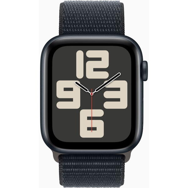 Apple Watch SE (2023), GPS, Cellular, Carcasa Midnight Aluminium 44mm, Midnight Sport Loop