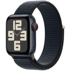 Apple Watch SE (2023), GPS, Cellular, Carcasa Midnight Aluminium 44mm, Midnight Sport Loop