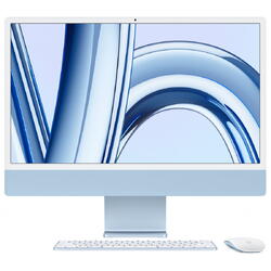 All-In-One PC Apple iMac 24 inch 4.5K Retina, Procesor Apple M3, 8GB RAM, 256GB SSD, 10 core GPU, macOS Sonoma, RO keyboard, Albastru