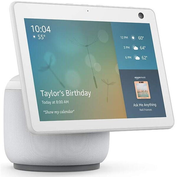 Amazon Boxa intelgenta Echo Show 10 (3rd Gen), 10.1" Touchscreen, Camera 13 MP, Bluetooth, Wi-Fi, Alb