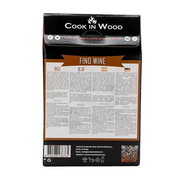 Cookinwood Bucati de lemn pentru afumat gratar, Fino Wine, 1200 g