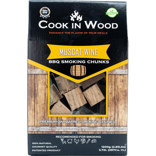 Cookinwood Bucati de lemn pentru afumat gratar, Muscat Wine, 1200 g