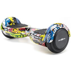 Scooter electric Freewheel Junior Lite graffiti galben , roti 6.5 inch, autonomie 12 km, viteza 12 km/h ,motor 2 x 200W