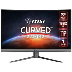 Monitor Gaming VA LED MSI 31.5" G32C4 E2, Full HD (1920 x 1080), HDMI, DisplayPort, Ecran curbat, 170 Hz, 1 ms, Negru