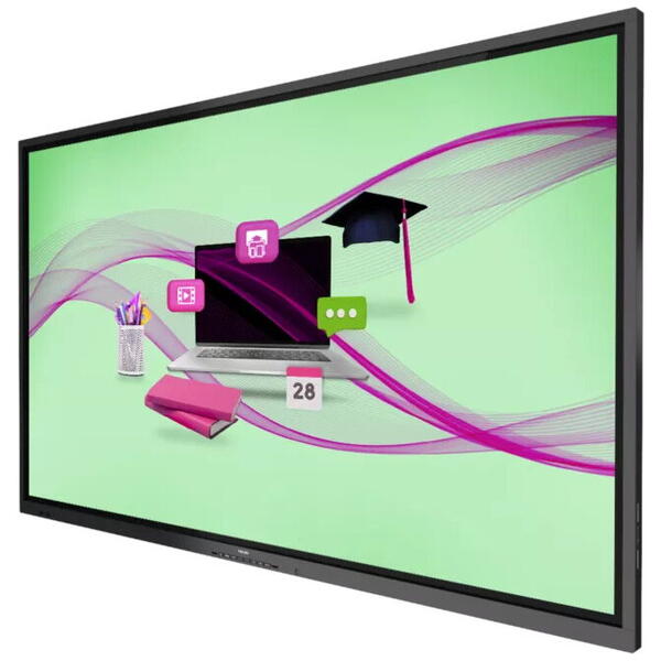 Tabla interactiva Philips E-Line 75BDL4052E, 75 inch UHD ADS, 20 puncte de atingere, Android 10