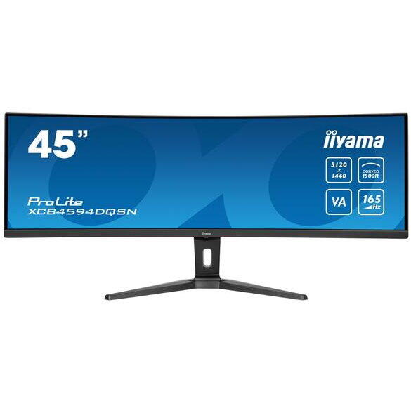 Monitor VA LED Iiyama 44.5" XCB4594DQSN-B1, DQHD (5120 x 1440), HDMI, DisplayPort, Ecran curbat, Boxe, 165 Hz, 0.8 ms, Negru
