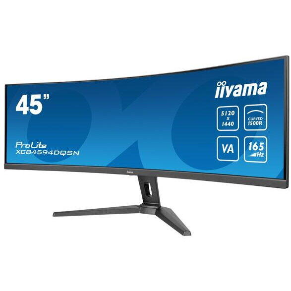 Monitor VA LED Iiyama 44.5" XCB4594DQSN-B1, DQHD (5120 x 1440), HDMI, DisplayPort, Ecran curbat, Boxe, 165 Hz, 0.8 ms, Negru