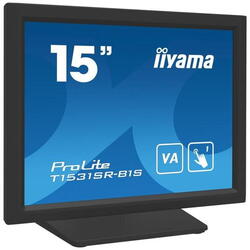 Monitor VA LED Iiyama 15" T1531SR-B1S, VGA, HDMI, DisplayPort, Boxe, Touchscreen, Negru