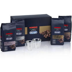 Set DeLonghi Kimbo Tasting DLSC316 - 5513282711,1 kg (250g Classico, 250g 100% Arabica, 250g Prestige, 250g Gourmet), 2 pahare espreso