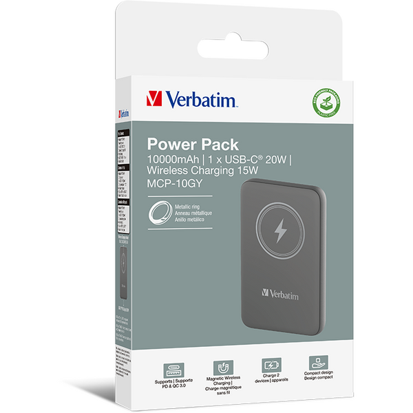 Baterie portabila Verbatim 32249, 10000mAh, 1x USB-C, Gri