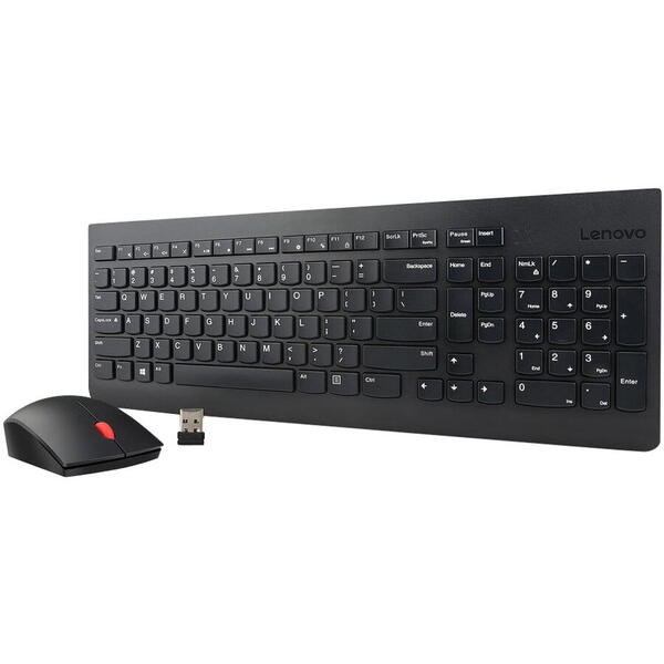 Kit tastatura + mouse wireless Lenovo Essential, Negru