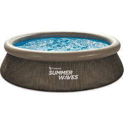 Piscina cu inel gonflabil Polygroup Summer Waves® Quick Set, 305 x 76 cm, 3982 L, cu pompa filtrare, imitatie ratan