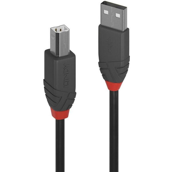 Cablu transfer Lindy LY-36673, USB 2.0 Type A to B, 2m, Anthra Line