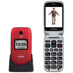 Evolveo EasyPhone FS, flip mobile phone 2,8" for seniors with charging stand (red color)