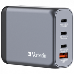 Incarcator retea Verbatim GNC-100, 3x USB-C, 1x USB-A, Argintiu