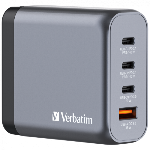Incarcator retea Verbatim 32203, 3x USB-C, 1x USB-A, Argintiu