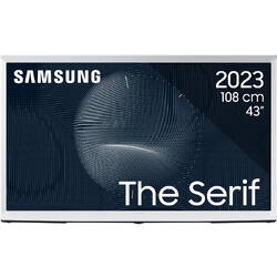 Televizor Lifestyle Samsung The Serif QLED 43LS01BG, 108 cm, Smart, 4K Ultra HD, Clasa G, Alb